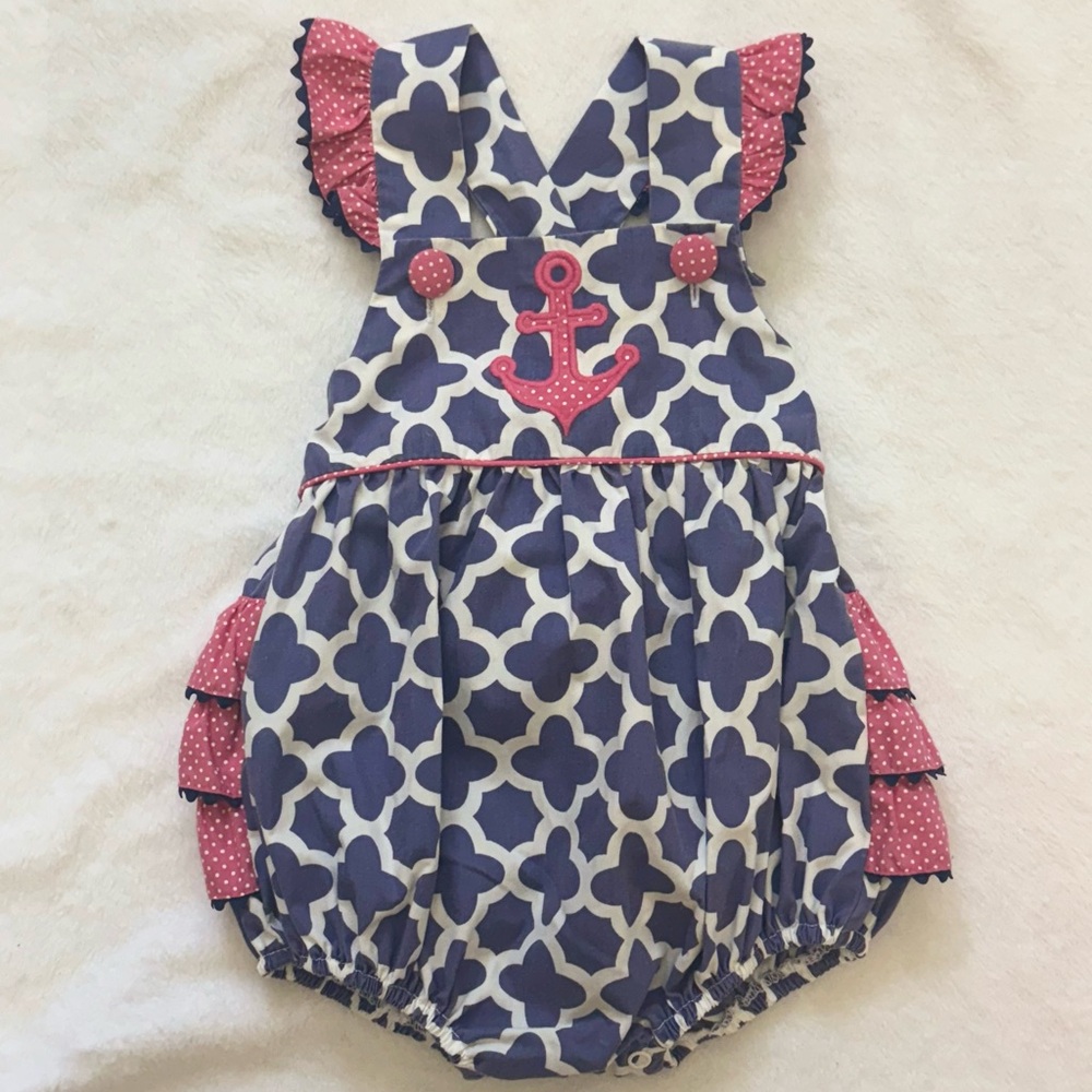 Toddler Shrimp & Grits Romper with Anchor Design 12M
